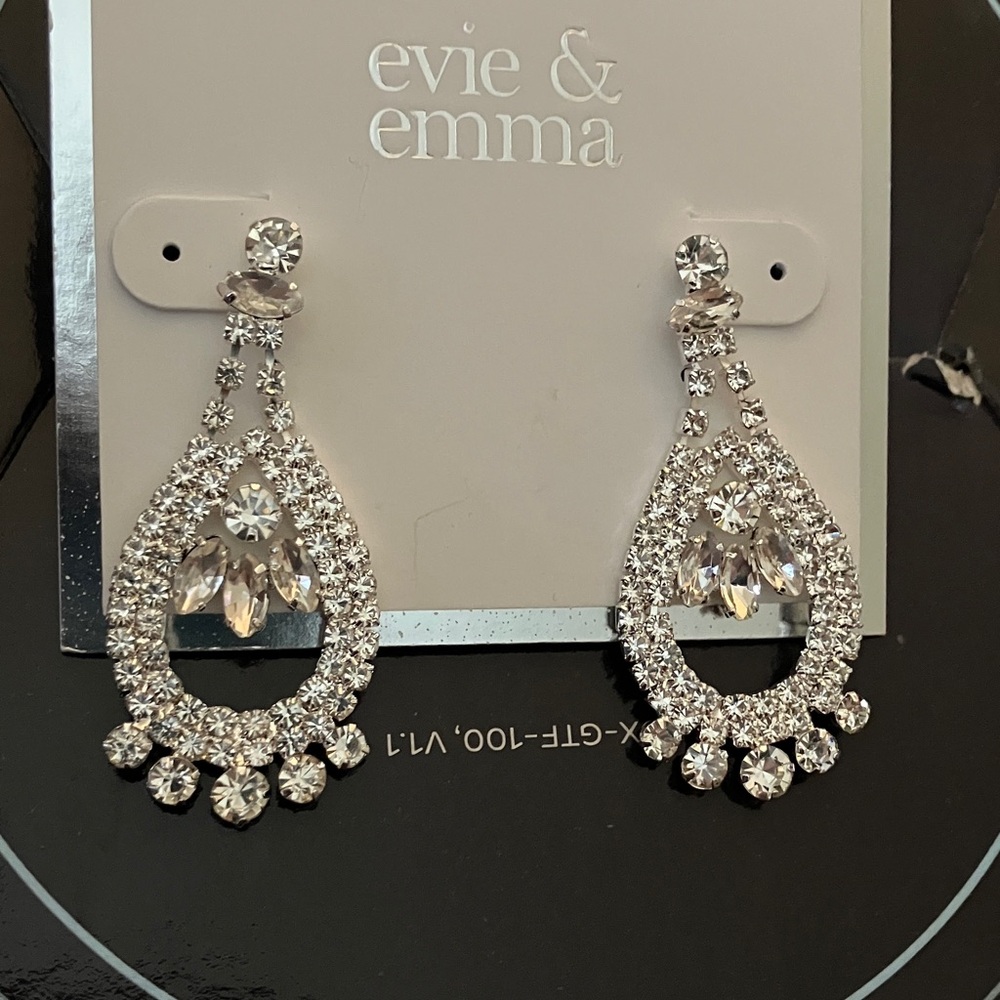 Sparkling Silver Drop Earrings - Picture 2 of 4